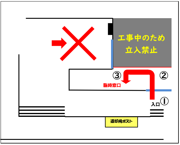 臨時閉館入り口の地図です。